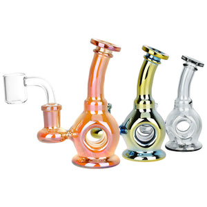 
                  
                    Load image into Gallery viewer, Time Warp Electroplated Glass Mini Dab Rig | 4.75&amp;quot; | 14mm F | Colors Vary
                  
                