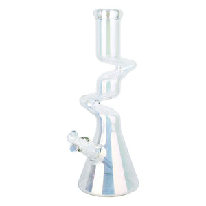 
                  
                    Load image into Gallery viewer, Twisty Tunnel Electroplated Glass Water Pipe - 14.75&amp;quot; / 14mm F / Colors Vary
                  
                