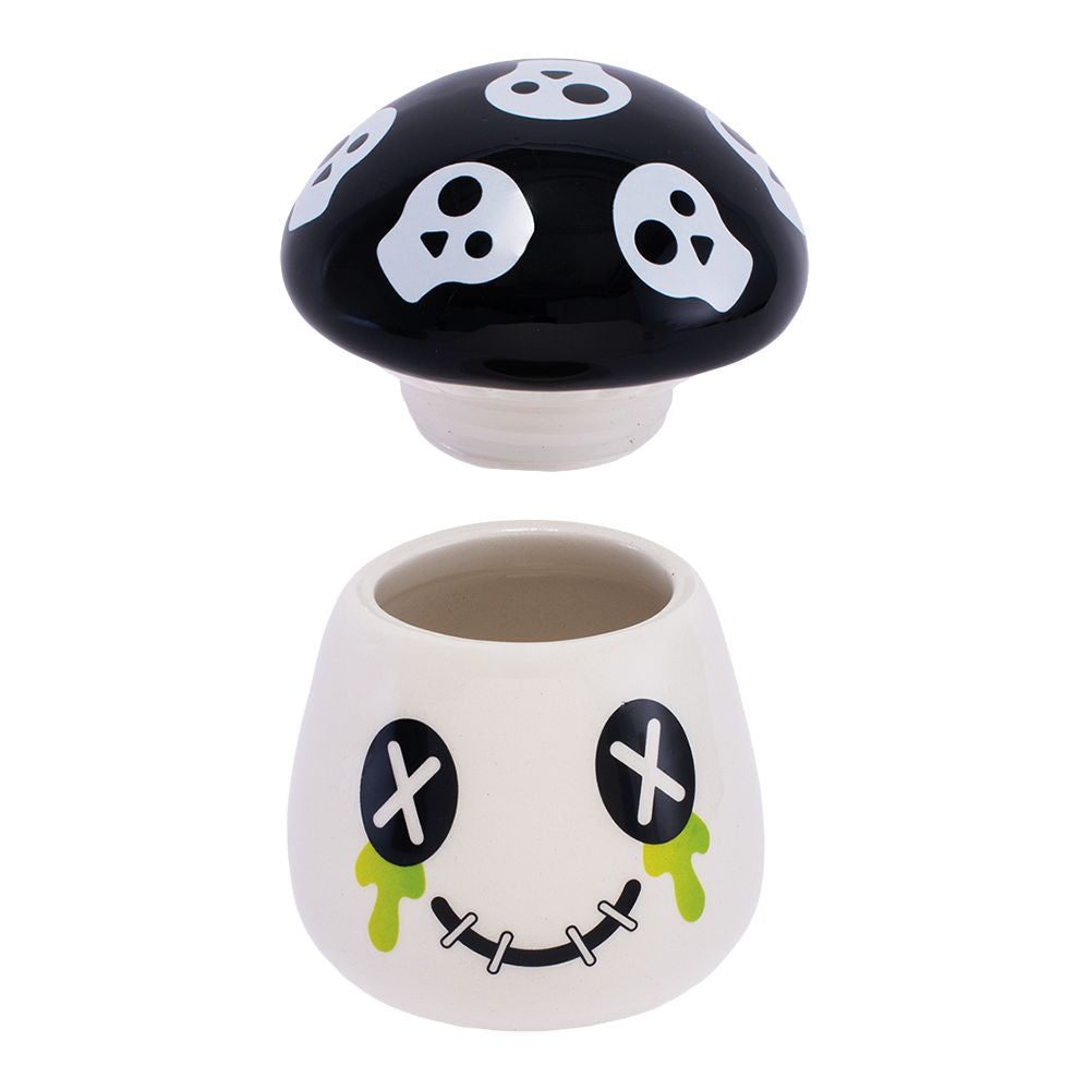 
                  
                    Load image into Gallery viewer, Mushroom Skull Ceramic Stash Jar - 4.25&amp;quot;
                  
                