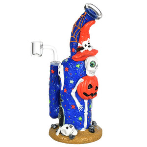 
                  
                    Load image into Gallery viewer, Frightening Fiesta Enamel on Glow in The Dark Glass Dab Rig - 9.5&amp;quot;
                  
                