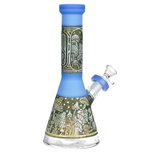 
                  
                    Load image into Gallery viewer, Mushroom Melange Etched Beaker Glass Water Pipe - 9&amp;quot; / 14mm F
                  
                