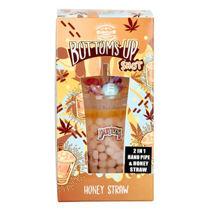 
                  
                    Load image into Gallery viewer, Dabtized Bottoms Up Shot Glass 2 In 1 Honey Straw - 4&amp;quot; / 10mm F / Asst Designs
                  
                