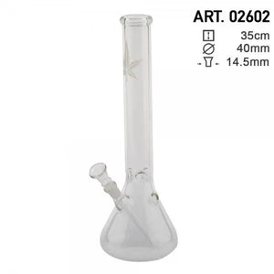 
                  
                    Load image into Gallery viewer, Hemp Leaf Beaker Glass Water Pipe 14&amp;quot;
                  
                