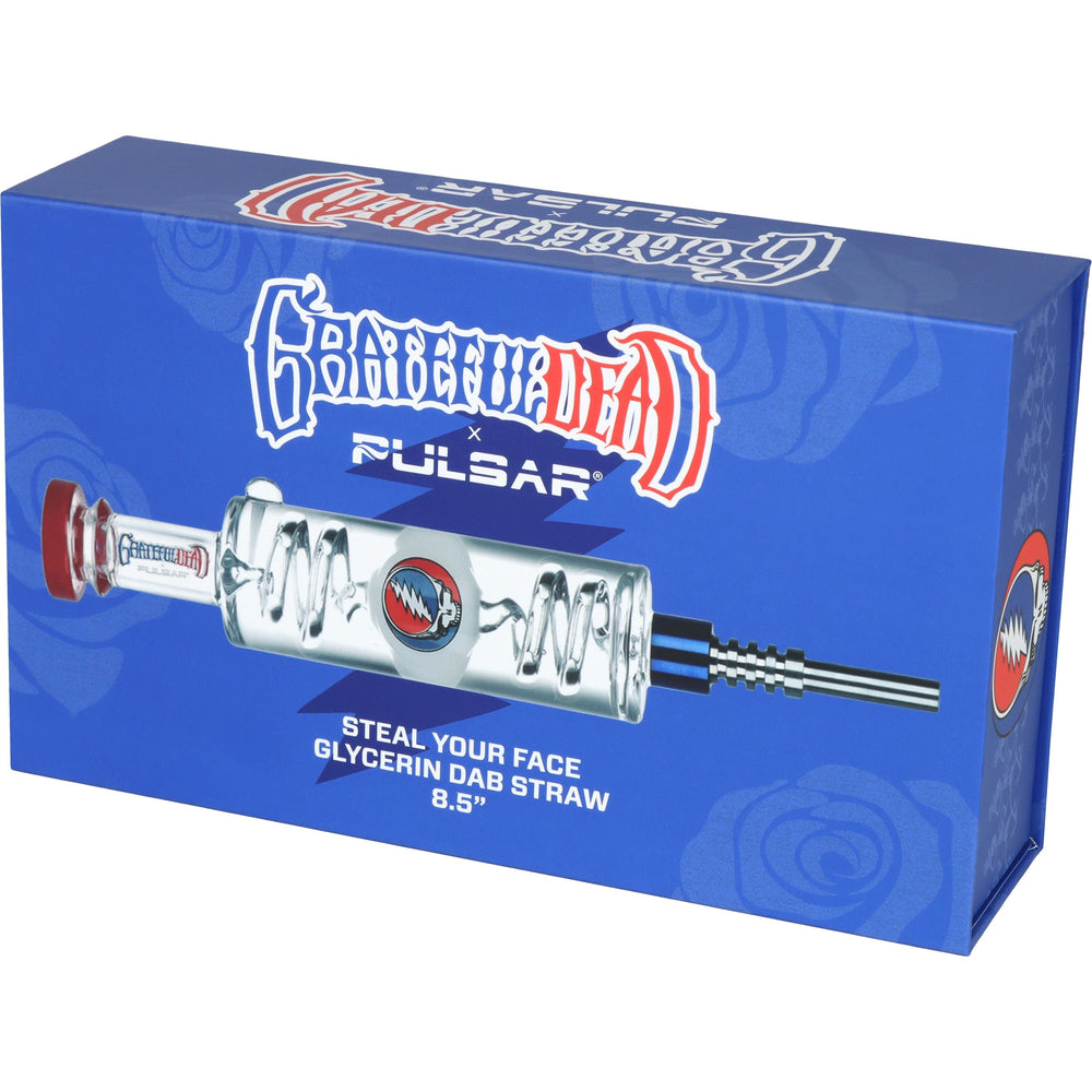 
                  
                    Load image into Gallery viewer, Grateful Dead x Pulsar Steal Your Face Glycerin Glass Dab Straw - 8.5&amp;quot;
                  
                