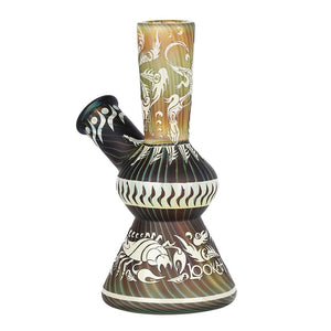 
                  
                    Load image into Gallery viewer, Sacred Arthropod Black Etched Glass Water Pipe - 5.75&amp;quot; / 14mm F
                  
                