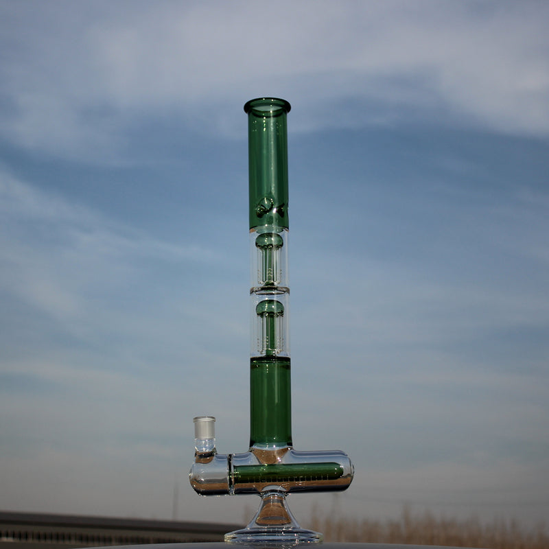 
                  
                    Load image into Gallery viewer, Inline and Dual Arm Percolated Glass Water Pipe 18&amp;quot;
                  
                
