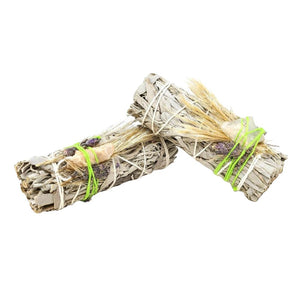 
                  
                    Load image into Gallery viewer, White Sage Floral Smudge Stick &amp;amp; Crystal Stone Bundle | 4&amp;quot;
                  
                
