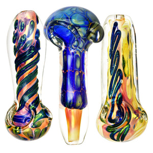 
                  
                    Load image into Gallery viewer, Metallic Fumed Glass Spoon Pipe- 3.75&amp;quot;
                  
                
