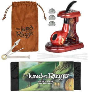 
                  
                    Load image into Gallery viewer, Shire Pipes x LoTR MY PRECIOUS Pipe &amp;amp; MIDDLE-EARTH Pipe Stand Bundle - 5.5&amp;quot;
                  
                