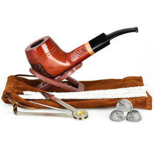 
                  
                    Load image into Gallery viewer, Shire Pipes The Roscoe | Engraved Bulldog Saddle Stem Wood Pipe
                  
                