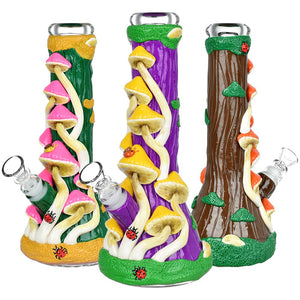
                  
                    Load image into Gallery viewer, Mushroom Madness Glow in Dark Glass Beaker Water Pipe - 10&amp;quot; /14mm F/ Colors Vary
                  
                