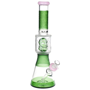 
                  
                    Load image into Gallery viewer, Nekhbet And Friend Etched Beaker Glass Water Pipe - 15&amp;quot; / 14mm F / Colors Vary
                  
                