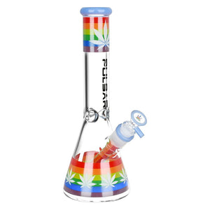
                  
                    Load image into Gallery viewer, Rainbow Pride Glow Glass Beaker Water Pipe - 10&amp;quot;
                  
                