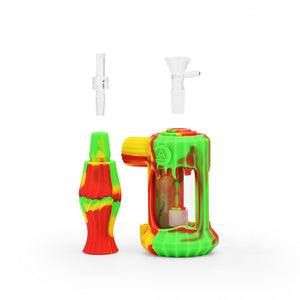 
                  
                    Load image into Gallery viewer, 6&amp;#39;&amp;#39; Duality Silicone Dual Use Bubbler - Rasta
                  
                