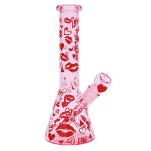 
                  
                    Load image into Gallery viewer, Valentine&amp;#39;s XOXO Glass Beaker Water Pipe &amp;amp; Hand Pipe Set - 10&amp;quot; / 14mm F
                  
                