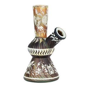 
                  
                    Load image into Gallery viewer, Sacred Arthropod Black Etched Glass Water Pipe - 5.75&amp;quot; / 14mm F
                  
                