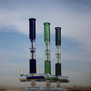 
                  
                    Load image into Gallery viewer, Inline and Dual Arm Percolated Glass Water Pipe 18&amp;quot;
                  
                