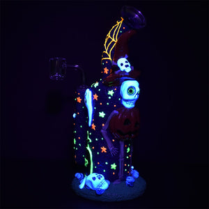 
                  
                    Load image into Gallery viewer, Frightening Fiesta Enamel on Glow in The Dark Glass Dab Rig - 9.5&amp;quot;
                  
                