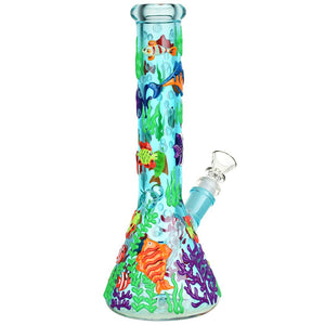 
                  
                    Load image into Gallery viewer, Reef Riot Glow In The Dark Beaker Water Pipe - 10&amp;quot; / 14mm F
                  
                
