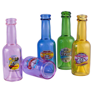 
                  
                    Load image into Gallery viewer, Crush Vibrant Borosilicate Glass Bottle Chillums - 4&amp;quot; Hand Pipes in Rainbow Colors
                  
                