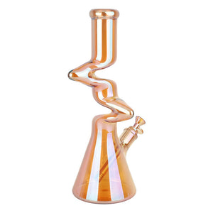 
                  
                    Load image into Gallery viewer, Twisty Tunnel Electroplated Glass Water Pipe - 14.75&amp;quot; / 14mm F / Colors Vary
                  
                