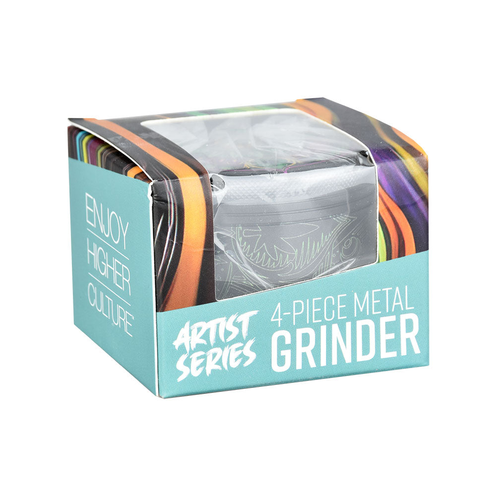 
                  
                    Load image into Gallery viewer, Pulsar Design Series Grinder with Side Art - Hemp Mandala / 4pc / 2.5&amp;quot;
                  
                