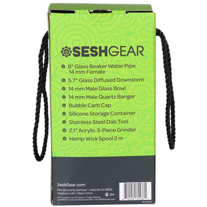 
                  
                    Load image into Gallery viewer, SeshGear Glass Beaker Water Pipe Smokers&amp;#39; Kit | 8&amp;quot; | 14mm F
                  
                