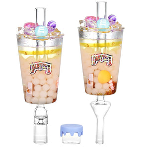 
                  
                    Load image into Gallery viewer, Dabtized Bottoms Up Shot Glass 2 In 1 Honey Straw - 4&amp;quot; / 10mm F / Asst Designs
                  
                