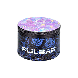 
                  
                    Load image into Gallery viewer, Pulsar Design Series Grinder with Side Art - Melting Mushroom / 4pc / 2.5&amp;quot;
                  
                